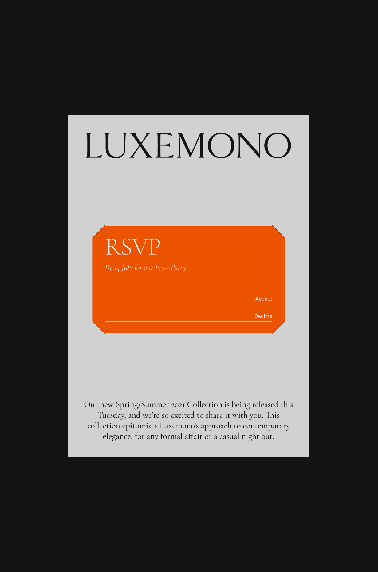 Luxemono's invite back layout