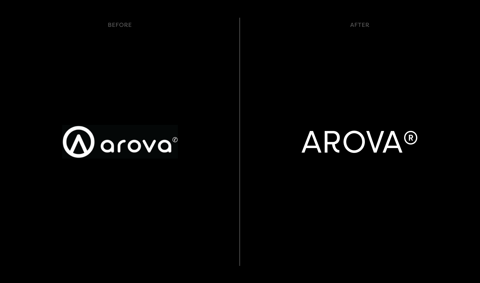 Before and after of Arova logo