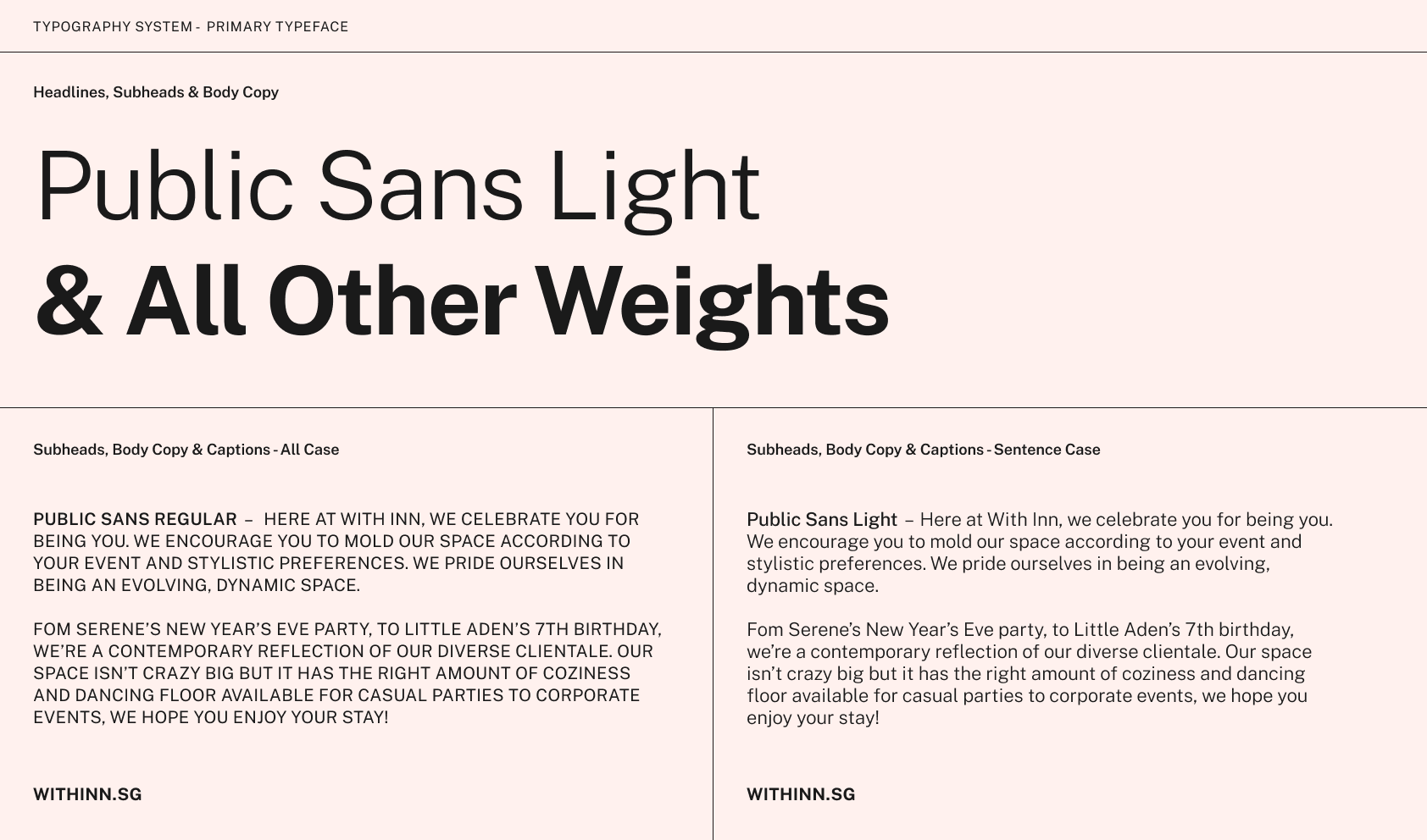 Withinn's typography system.