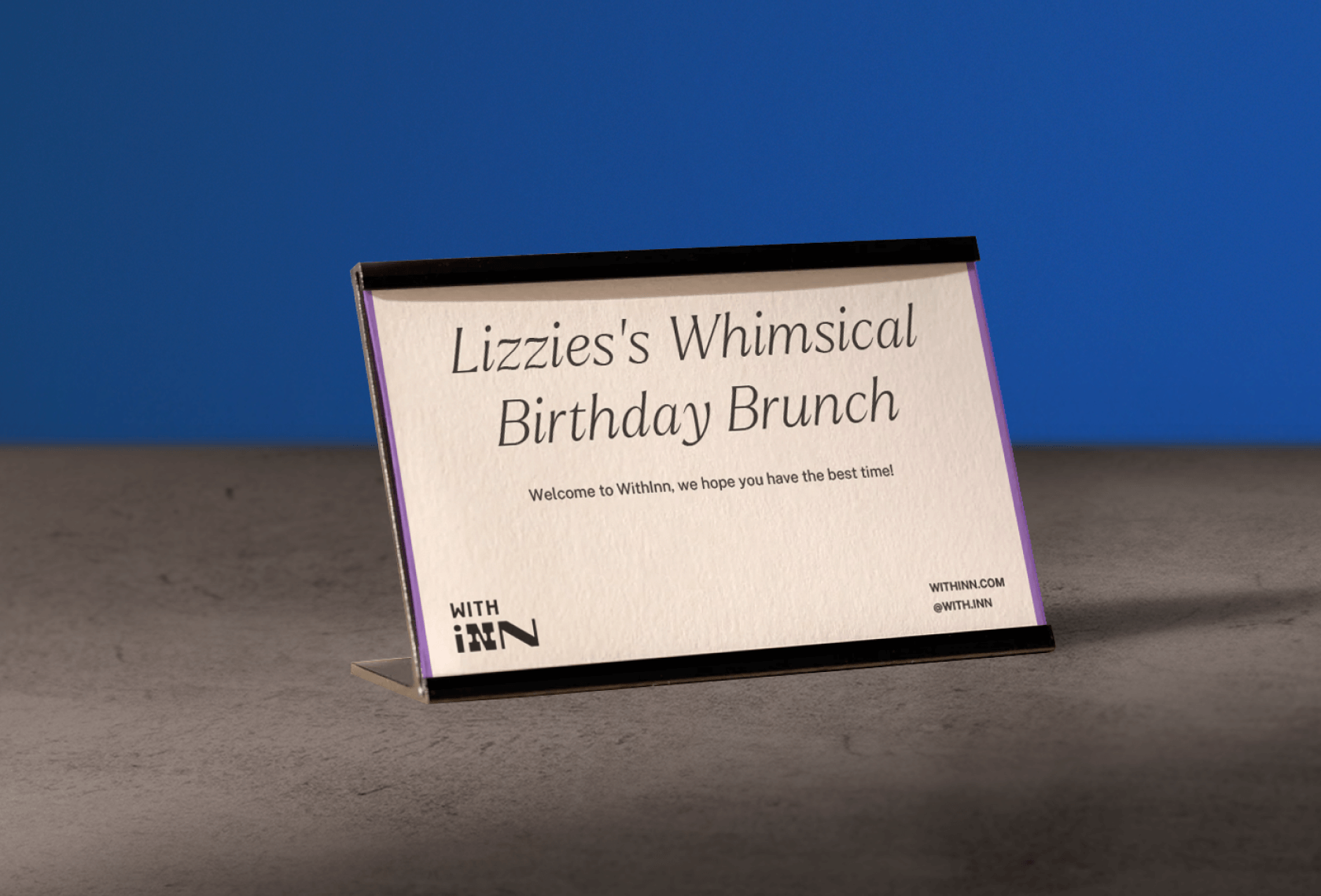 Withinn's Event place card.