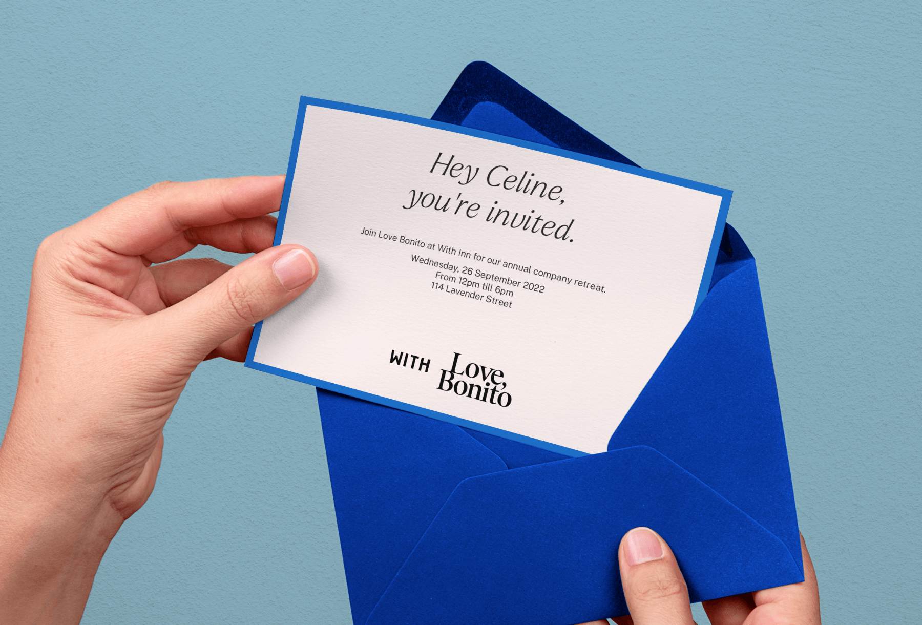 Brand collaboration invites in an envelope. 